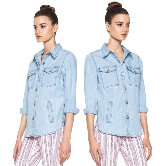 Isabel Marant Etoile Paul Batik Indigo Chambray Button Up Shirt Blue Size Medium - Picture 6 of 13